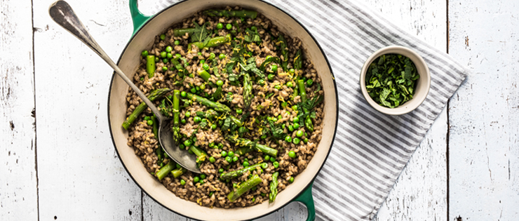 Eat Seasonally - Asparagus, Green Pea, and Mint Risotto