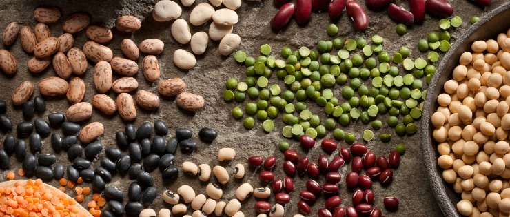 Eating a balanced diet with lentils, soy beans and legumes