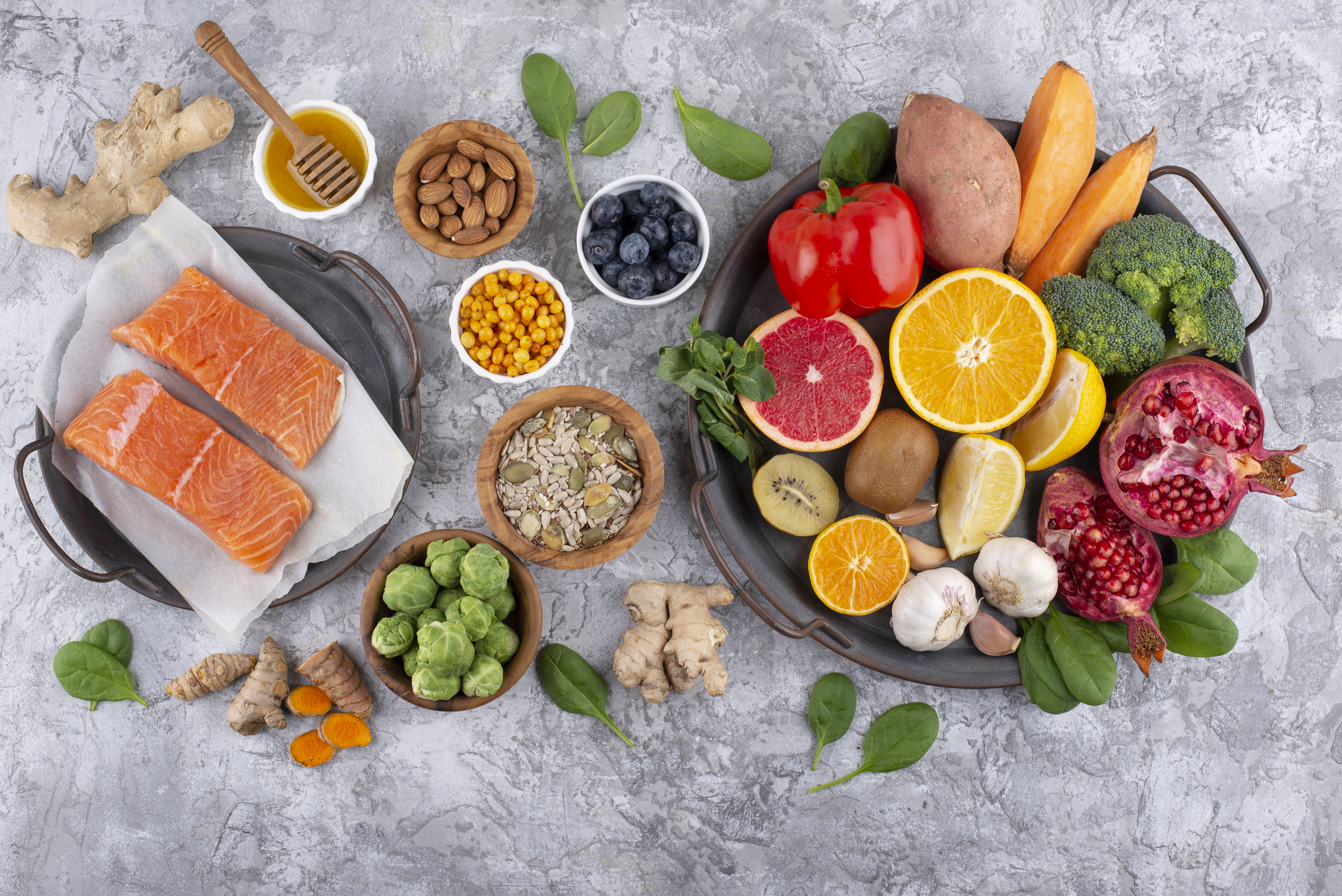assortment of gut friendly foods 