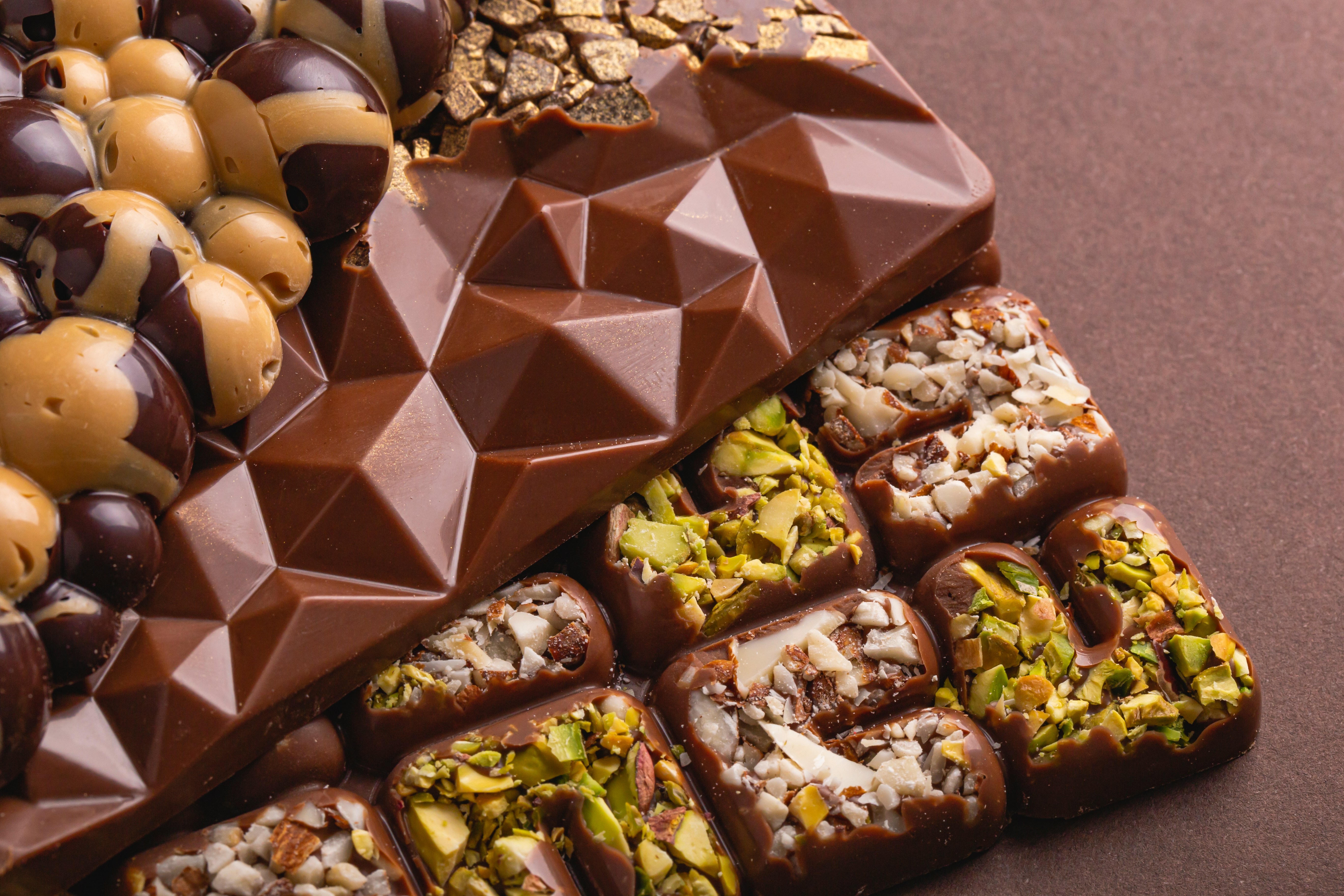 Dubai chocolate bar with pistachio filling and kataifi pastry showing the viral Dubai pistachio chocolate treat's signature layers